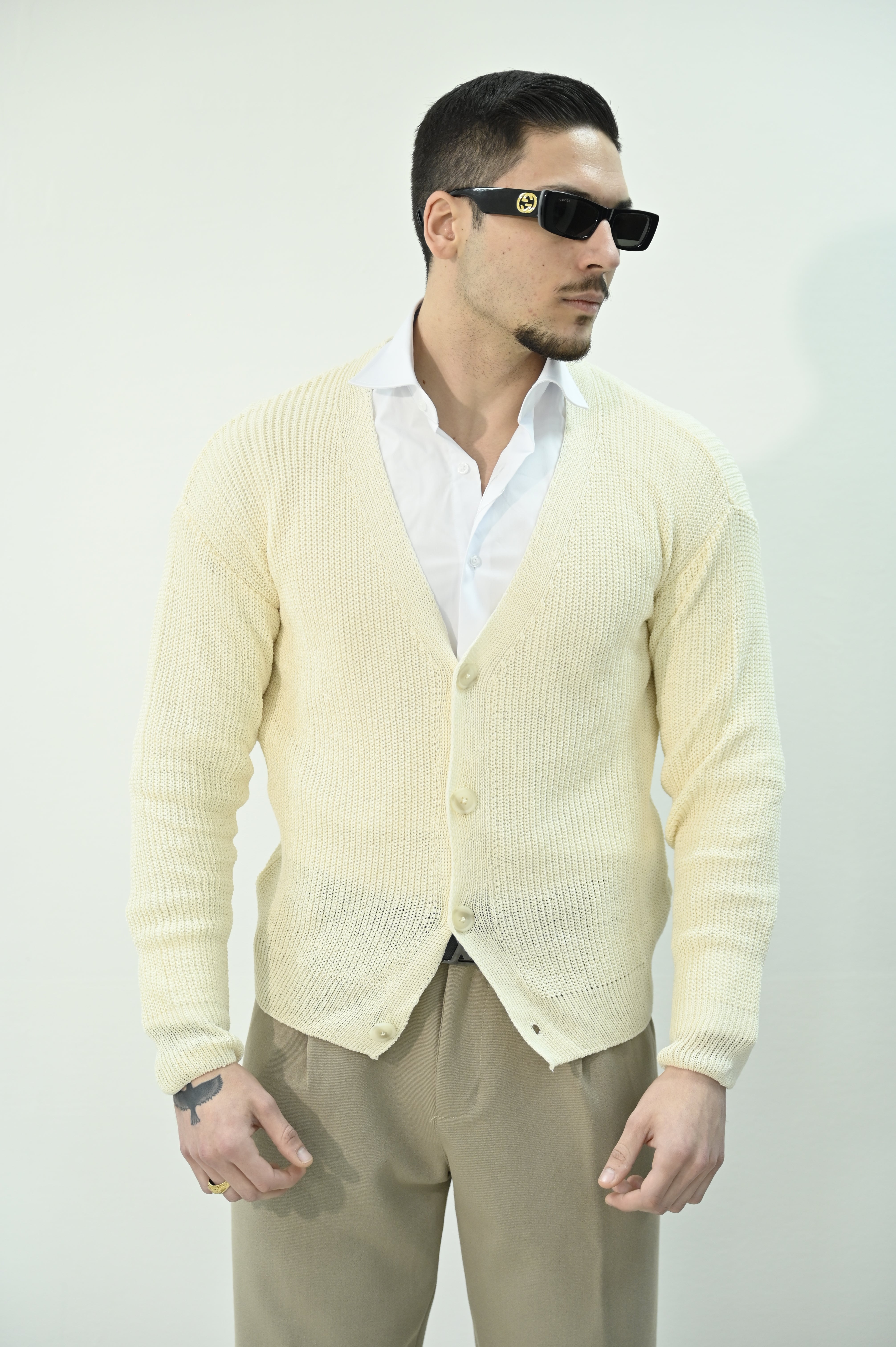 Cardigan basic panna