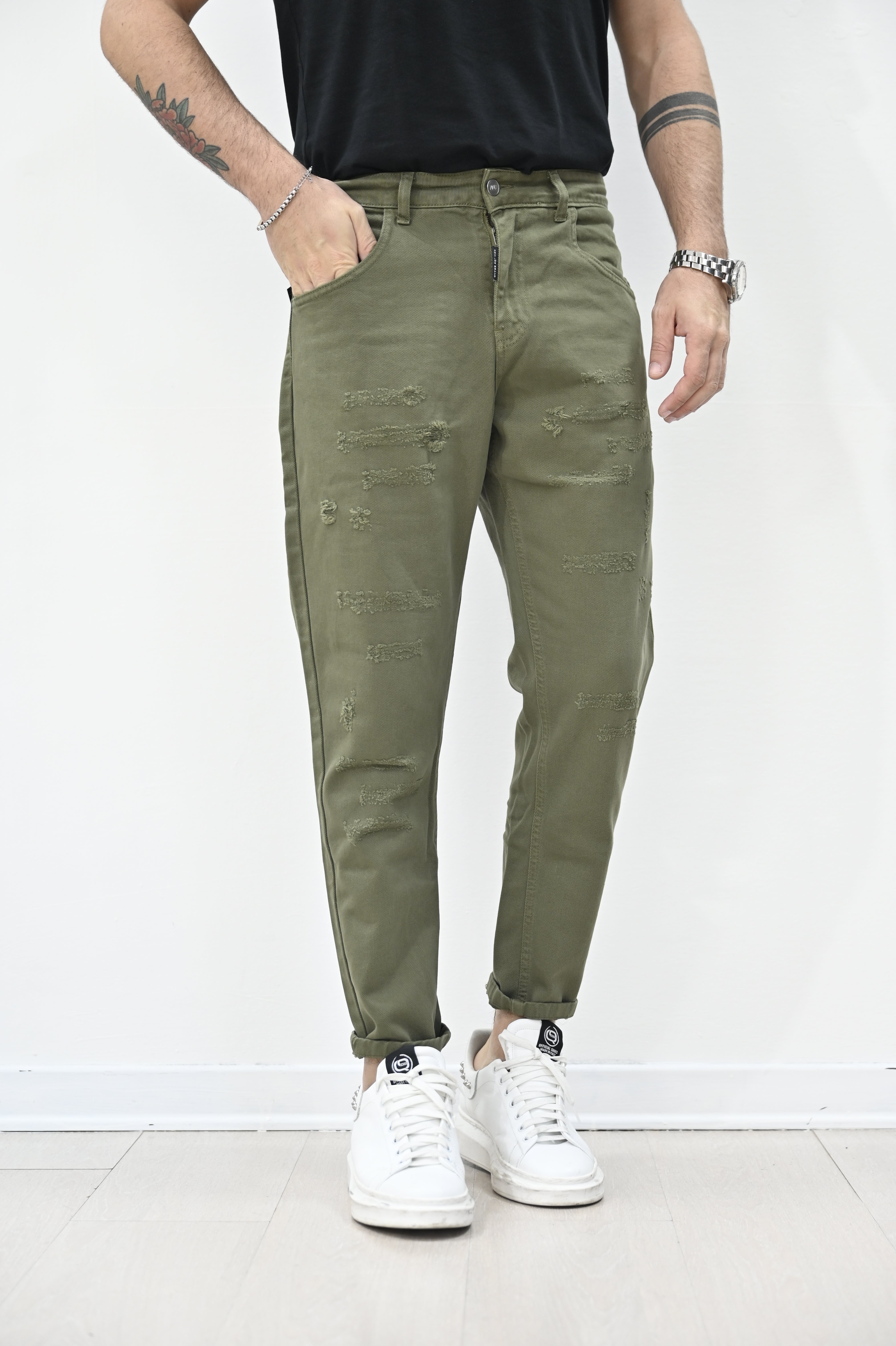 Jeans rotture verde NJB