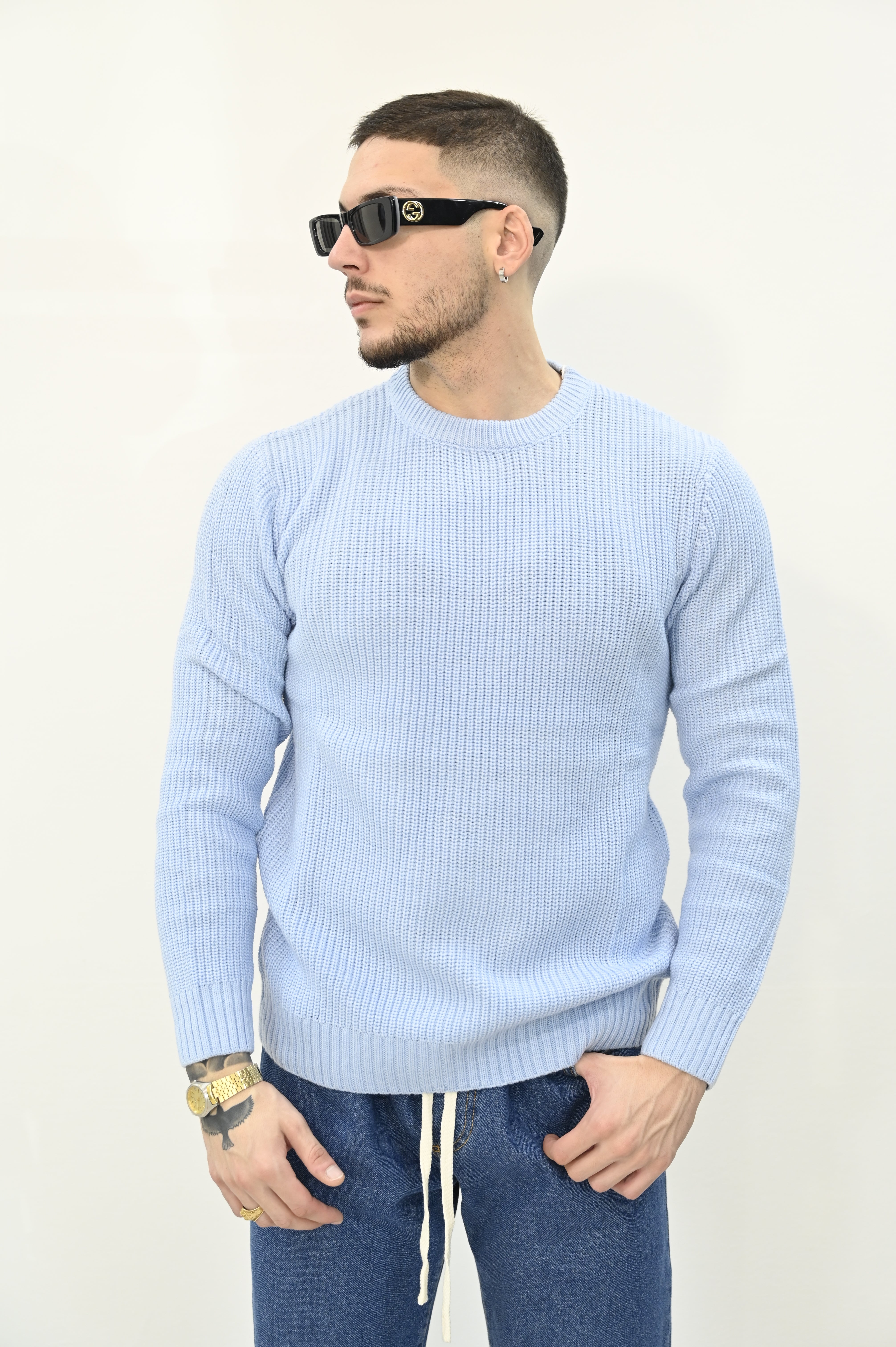 Maglione azzurro costa inglese