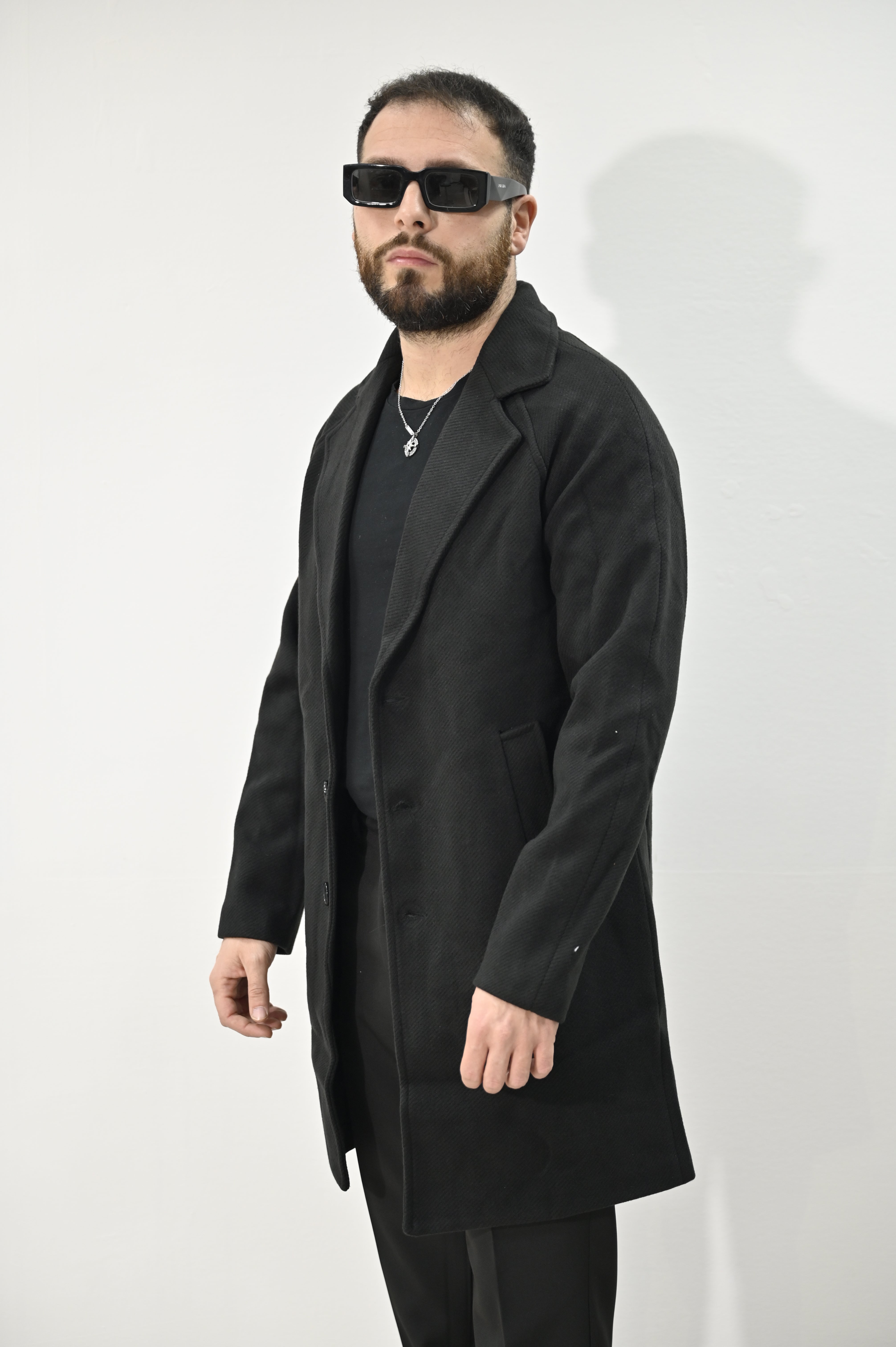 Cappotto monopetto nero