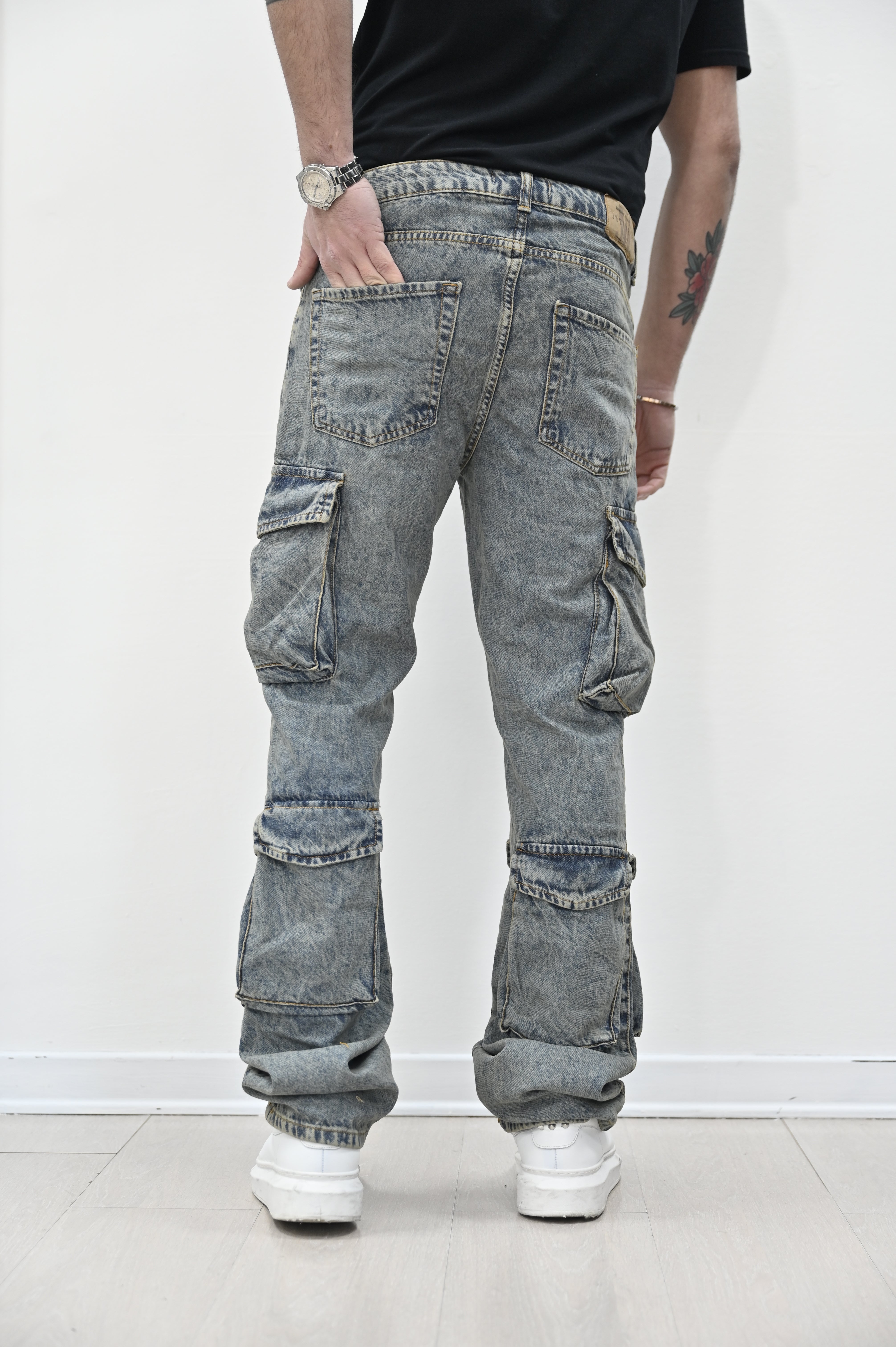 Jeans cargo sabbiato