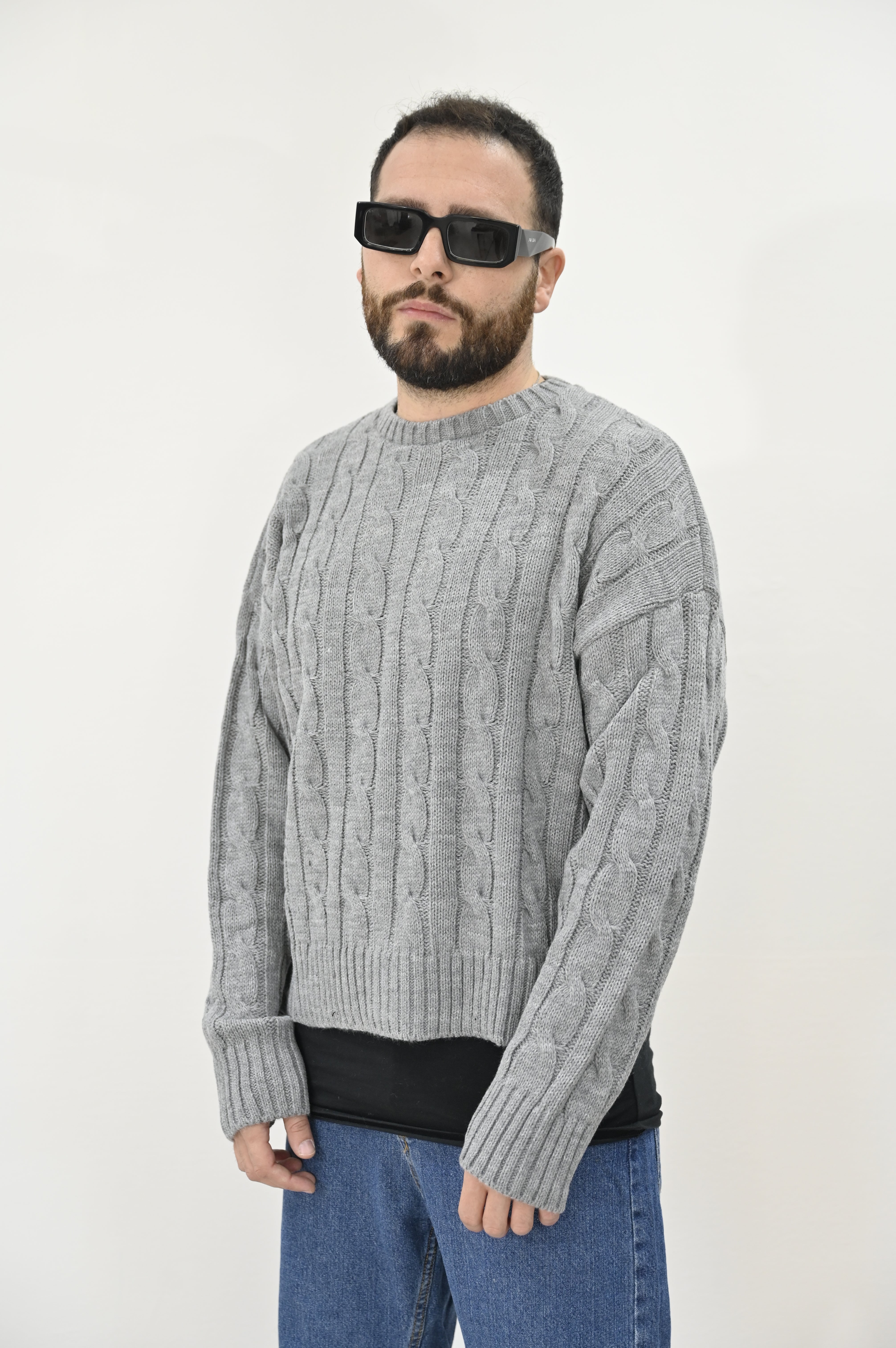 Maglione cropped grigio NJB