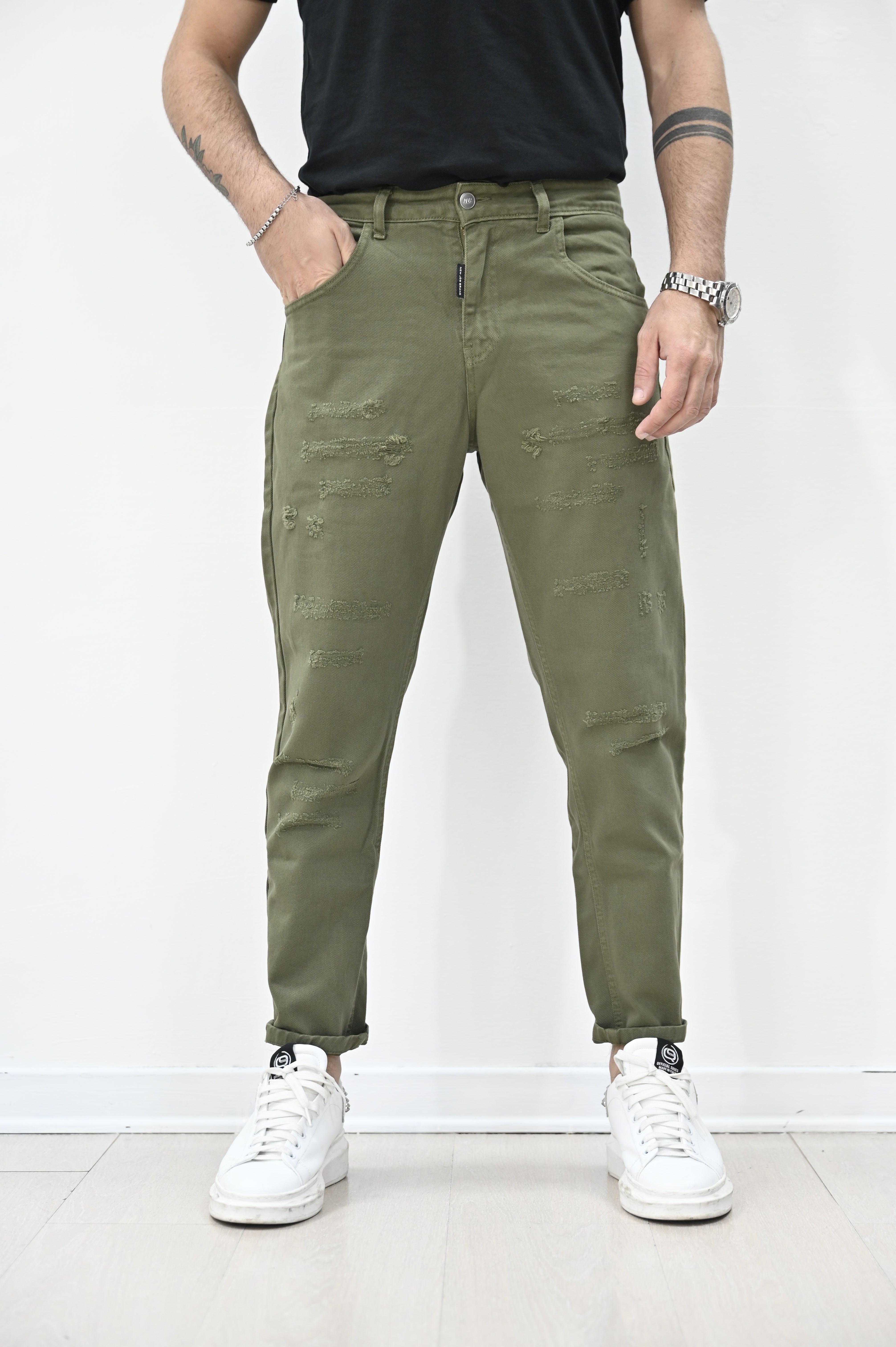 Jeans rotture verde NJB