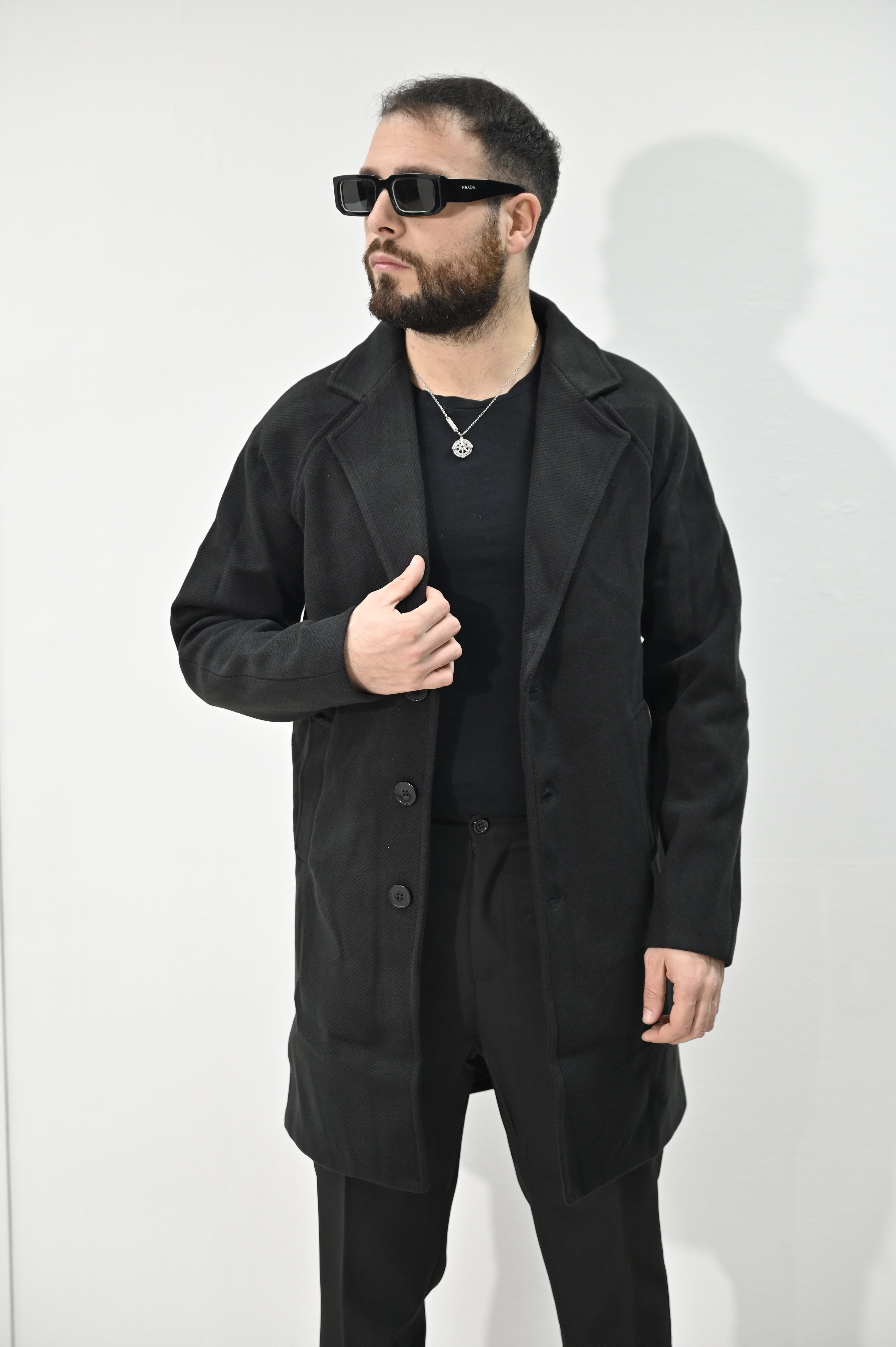 Cappotto monopetto nero