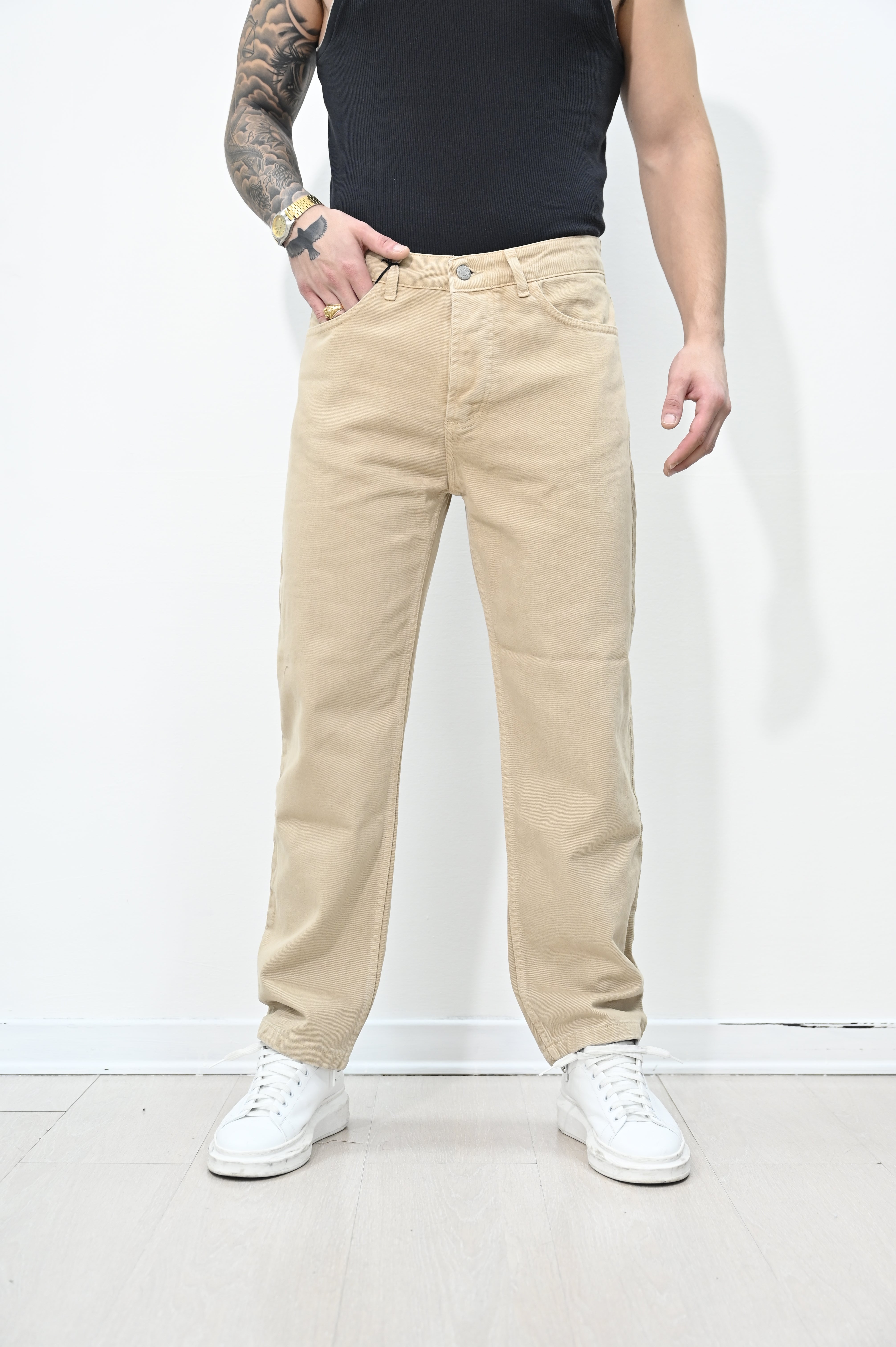 Jeans loose basic beige