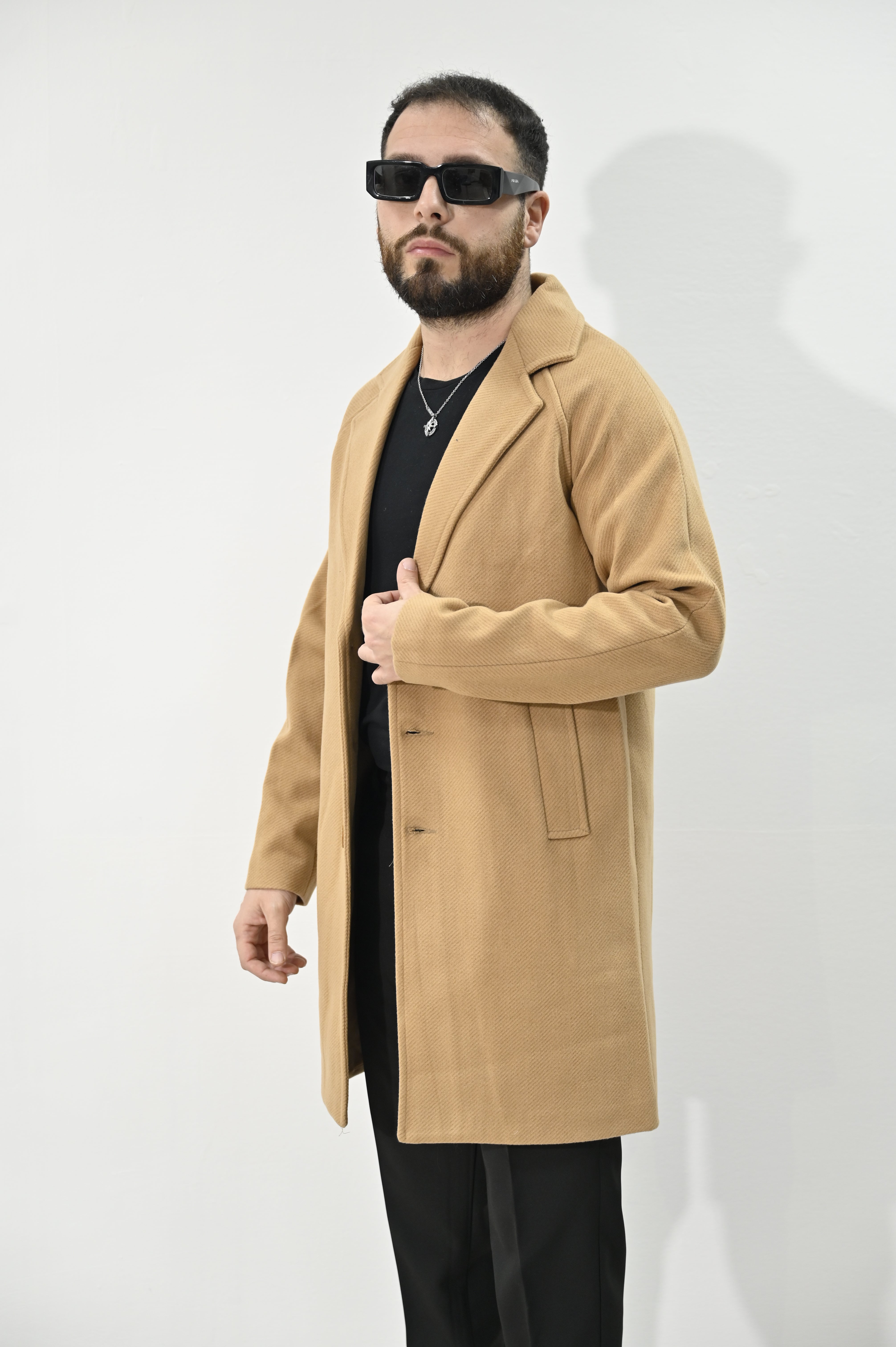 Cappotto monopetto camel