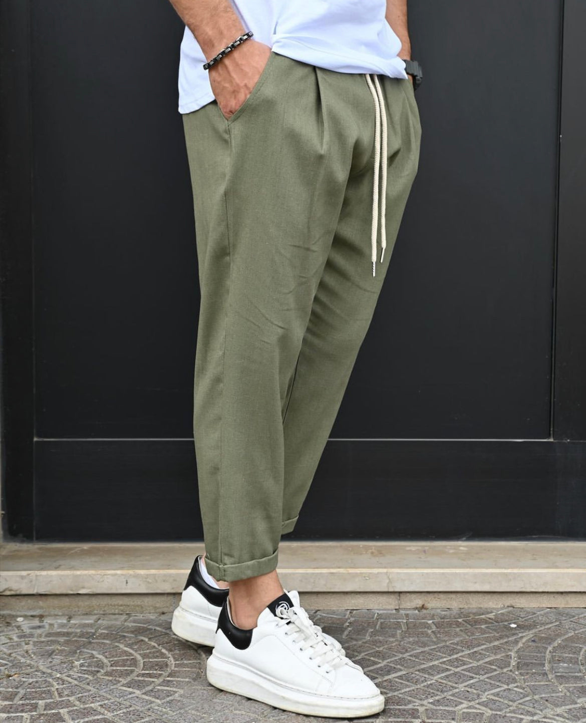 Pantalone lino verde